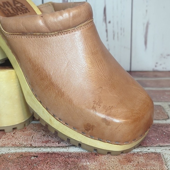 Free People Mia Karma Leather and Wood Clogs Cognac Women's 10 - Picture 11 of 16